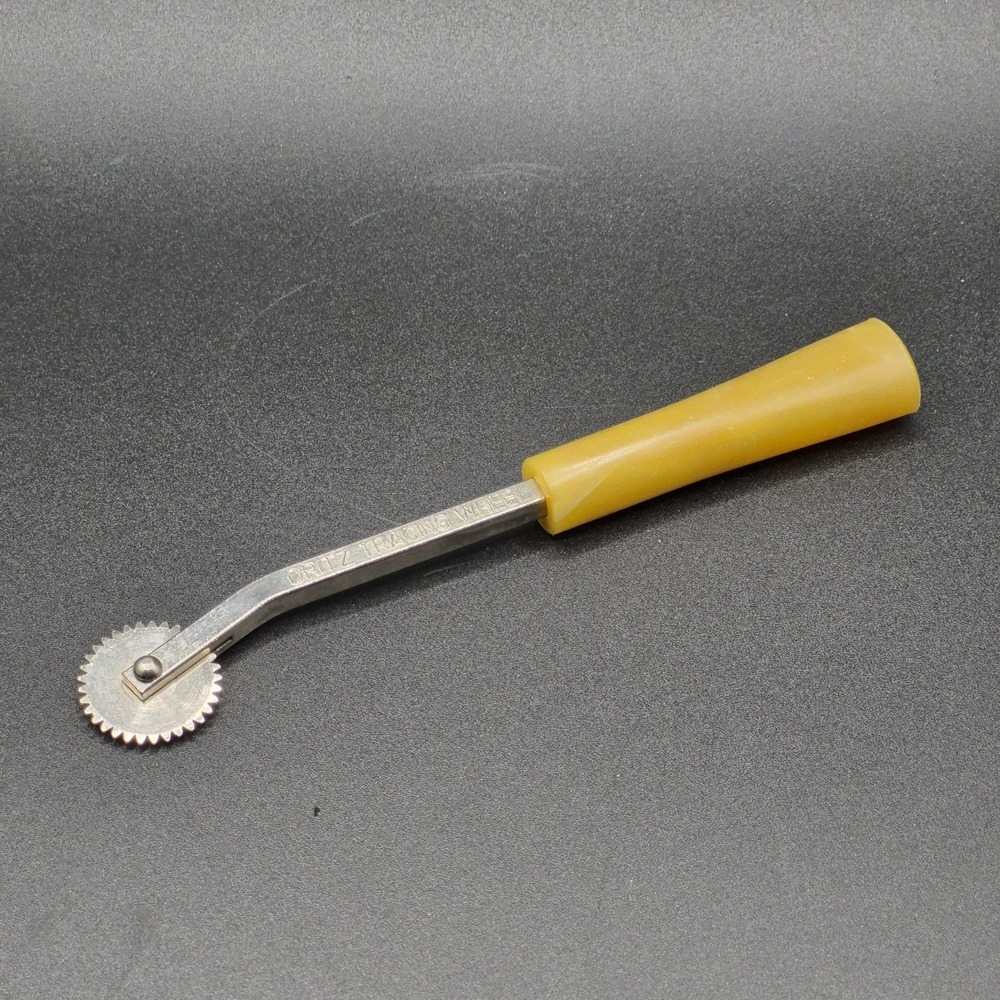 Vintage Dritz Tracing Wheel Sewing Pattern Marker Yellow Bakelite Handle Germany